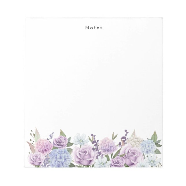 Bloco De Notas Hydrangeas Cor Azul-Rosa Personalizadas (Frente)
