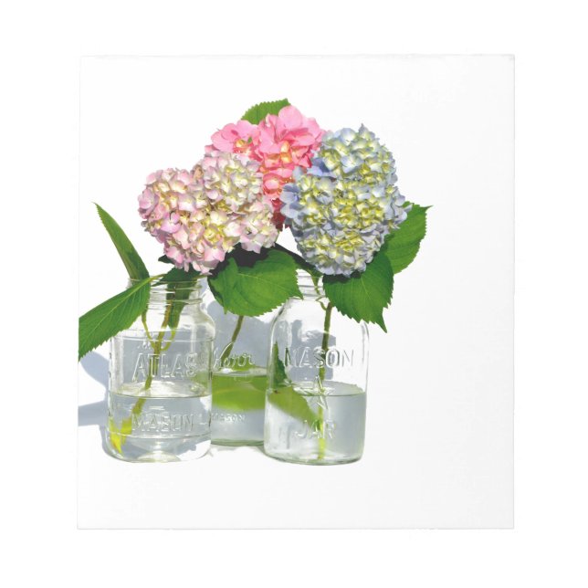 Bloco De Notas Hydrangeas e Mason jar (Frente)