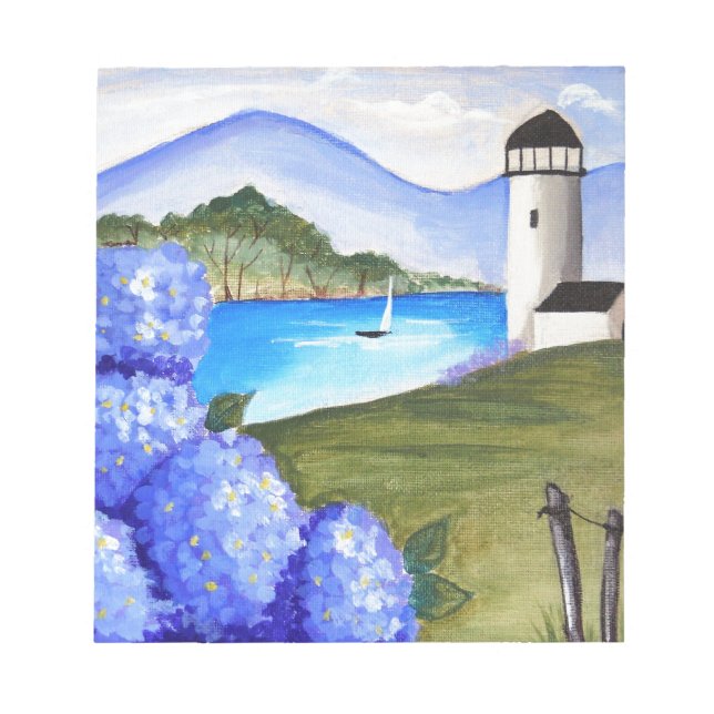 Bloco De Notas Hydrangeas pela baía (Frente)