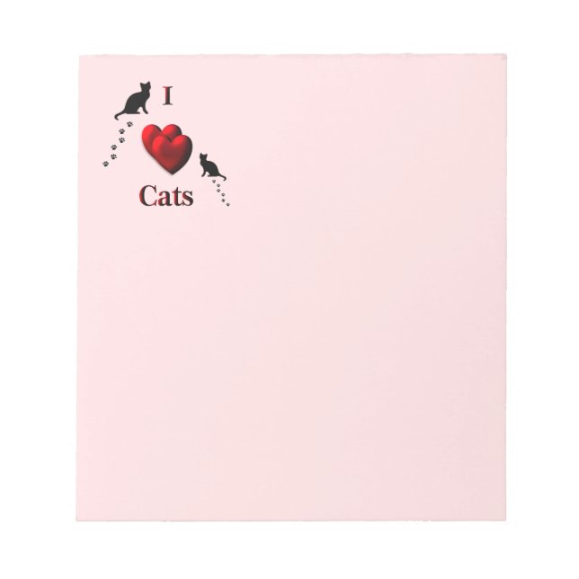 Bloco De Notas I Heart Cats Pink (Frente)