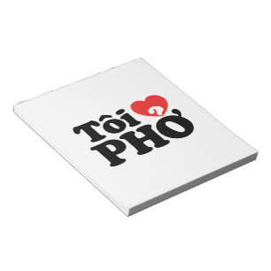 Bloco De Notas I Heart (Love) Pho (Tôi→ PHỞ) Língua vietnam