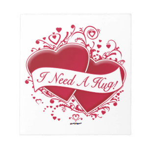 Bloco De Notas I Need A Hug! Red Hearts