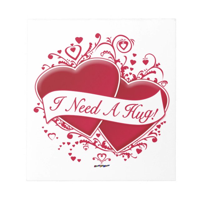 Bloco De Notas I Need A Hug! Red Hearts (Frente)