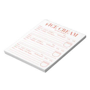 Bloco De Notas Ice Cream Rating Sheets, Ice Cream Tracking Sheet