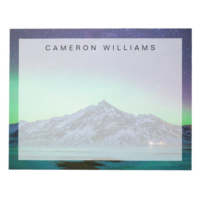 Bloco De Notas Ice & Snow | Aurora Borealis Milky Way Iceland (Frente)