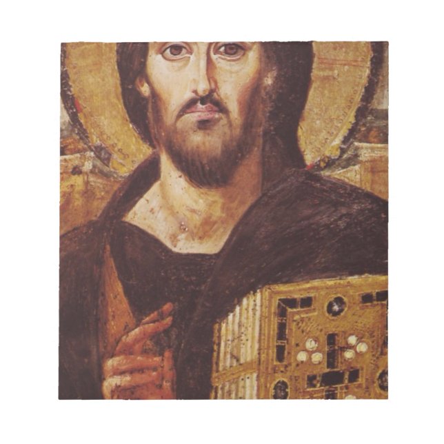 Bloco De Notas Ícone Cristão de Jesus Cristo Pantocrator (Frente)