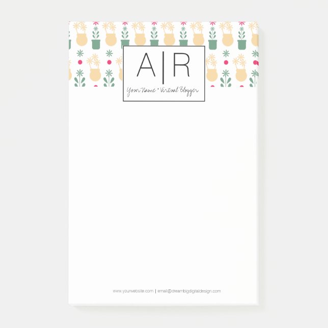 Bloco De Notas Icônico Floral Minimalista Inicial (Frente)