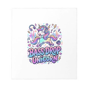 Bloco De Notas Ideia de Presente Unicórnio Drop de Bass Typografi