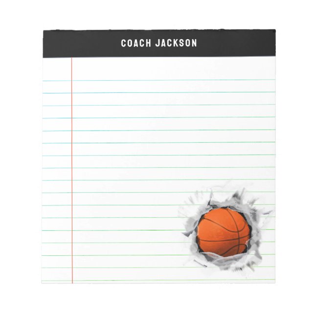 Bloco De Notas Ideias de Presentes Personalizados de Basquete (Frente)