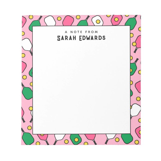 Bloco De Notas Ideias personalizadas do Presente de Pickleball (Frente)