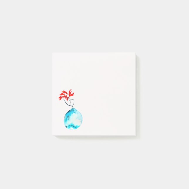 Bloco De Notas Ikebana aquarela vase azul (Frente)