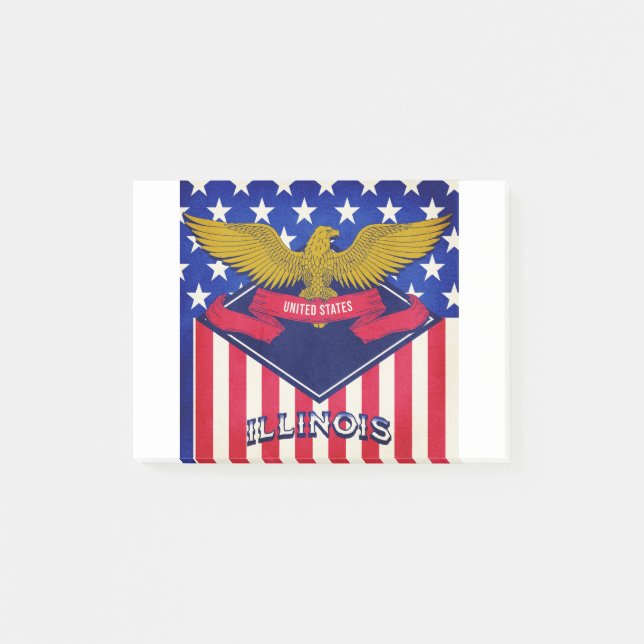 Bloco De Notas Illinois USA Flag (Frente)