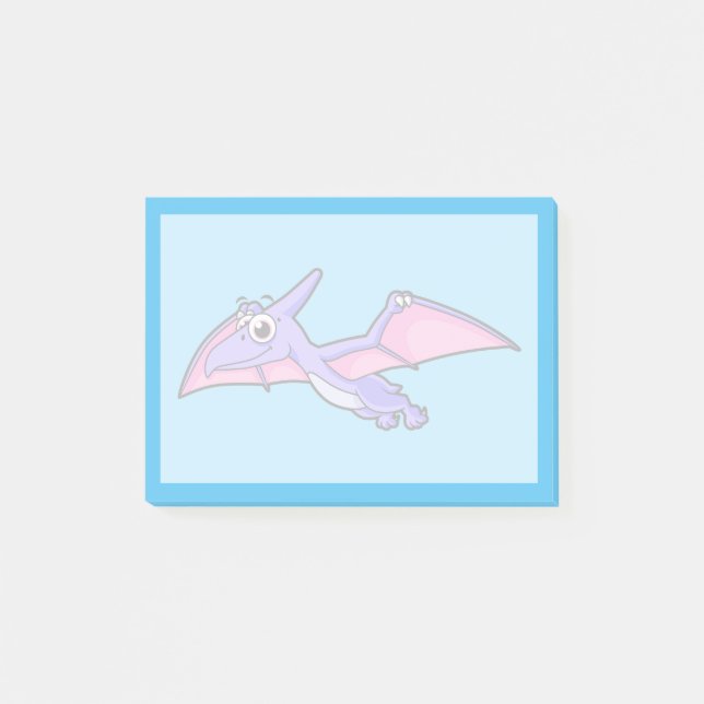 Bloco De Notas Ilustração Bela De Um Pterodactilo Voador. (Frente)