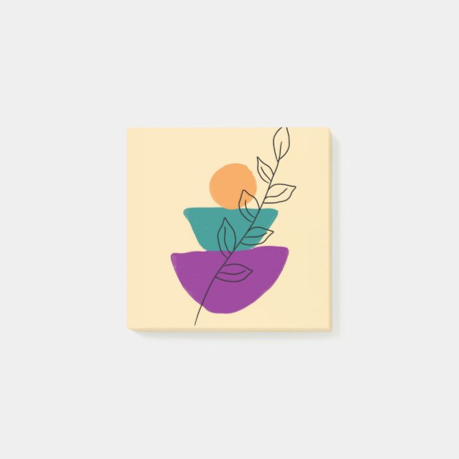 Bloco De Notas Ilustração boho de folhas (Frente)