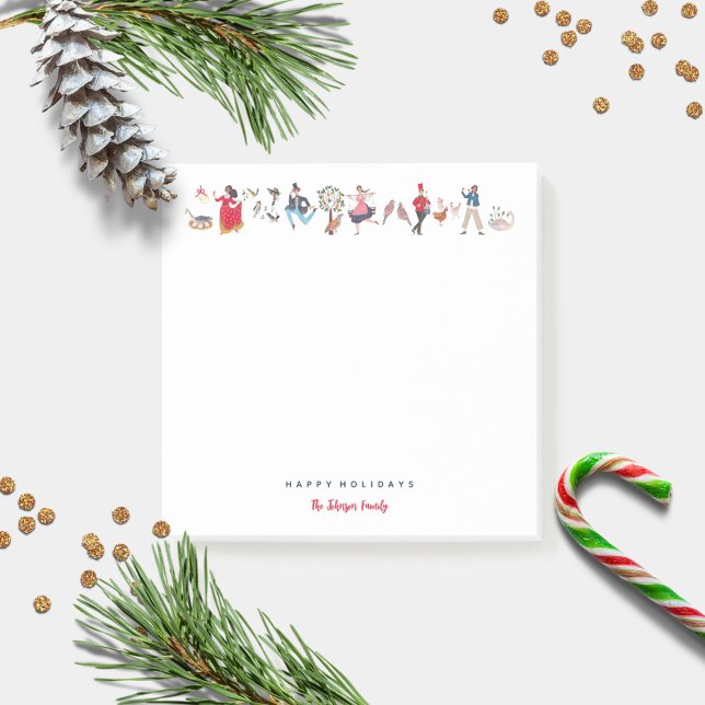 Bloco De Notas Ilustração Clássica dos 12 Dias de Natal Fofa (Cute 12 days of Christmas sticky notes)