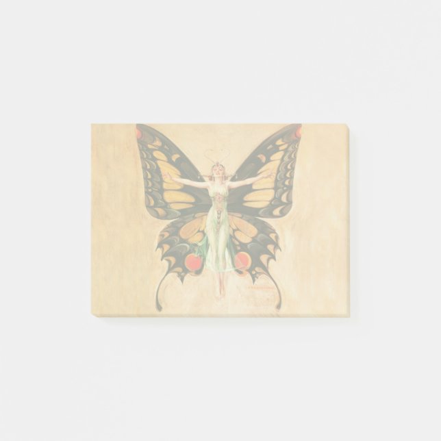 Bloco De Notas Ilustração da Mulher Voadora Flapper Butterfly (Frente)