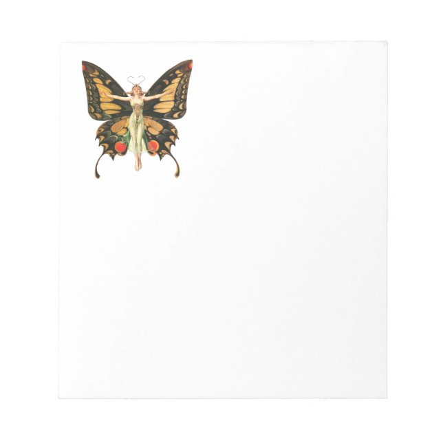 Bloco De Notas Ilustração da Mulher Voadora Flapper Butterfly (Frente)