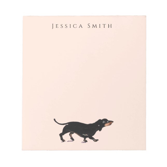 Bloco De Notas Ilustração Dachshund a Rosa (Frente)
