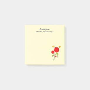 Bloco De Notas Ilustração das Flores do Coração Vermelho