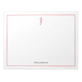 Bloco De Notas Ilustração de animal de cavalo-marinho vermelho vi