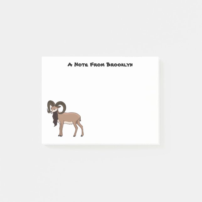 Bloco De Notas Ilustração de cabra Mouflon (Frente)