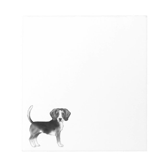 Bloco De Notas Ilustração de cachorro Beagle fofo em preto e bran (Frente)