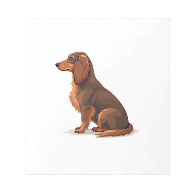 Bloco De Notas Ilustração de cachorro Dachshund de pelo longo vin (Frente)