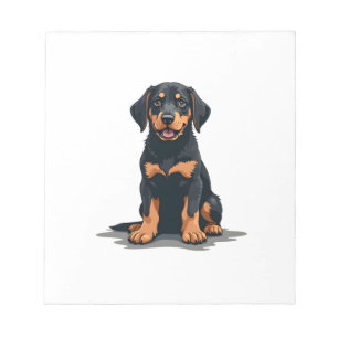 Bloco De Notas Ilustração de Cachorro Preto e Marrom Vista Poster