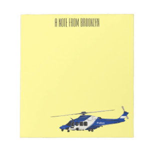 Bloco De Notas Ilustração de cartoon de helicóptero da polícia