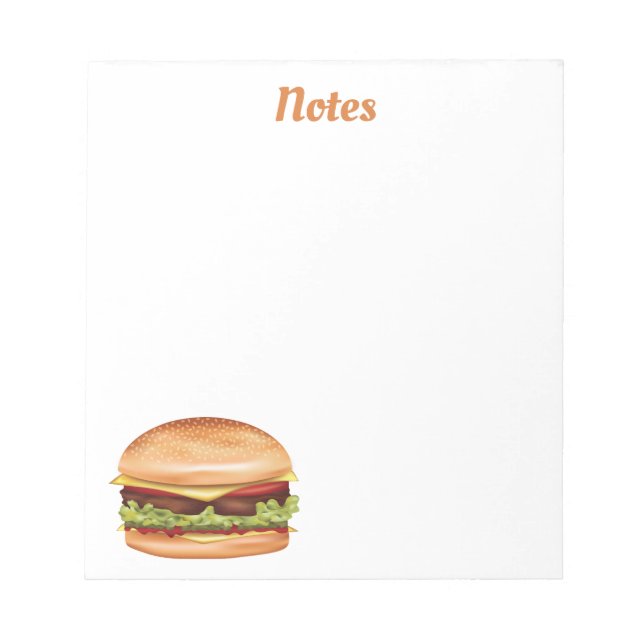 Bloco De Notas Ilustração de Comida Rápida do Hamburger com Texto (Frente)