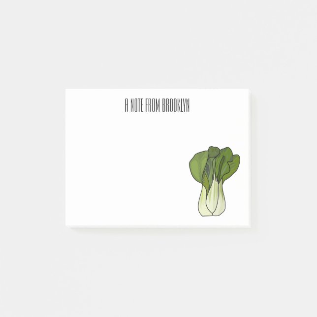 Bloco De Notas Ilustração de desenho animado Bok choy (Frente)