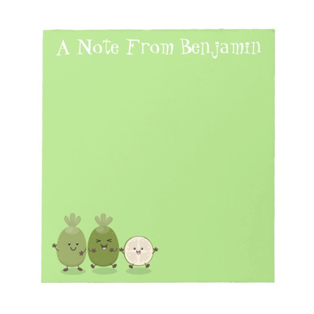 Bloco De Notas Ilustração de desenho animado com abacaxi guava fe (Frente)