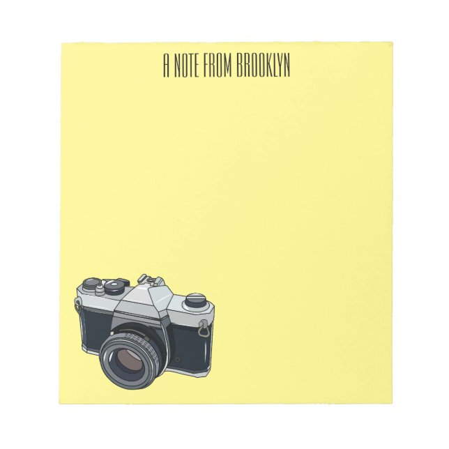 Bloco De Notas Ilustração de desenho animado com câmera de filme (Frente)