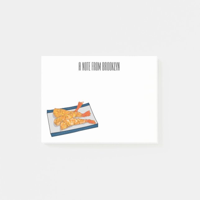 Bloco De Notas Ilustração de desenho animado da tempura do Shrimp (Frente)