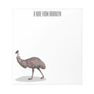 Bloco De Notas Ilustração de desenho animado de aves da Emu