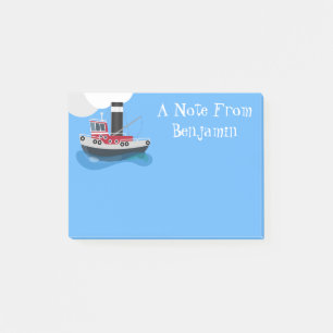 Bloco De Notas Ilustração de desenho animado de barco de pesca fo