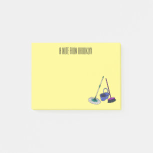 Bloco De Notas Ilustração de desenho animado de Broom & mop