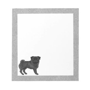 Bloco De Notas Ilustração de desenho animado de cachorro Pug pret