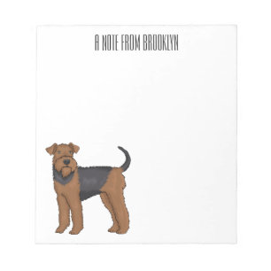 Bloco De Notas Ilustração de desenho animado de cão Airedale terr