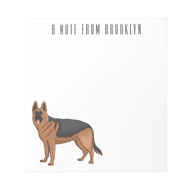 Bloco De Notas ilustração de desenho animado de cão german shephe (Frente)