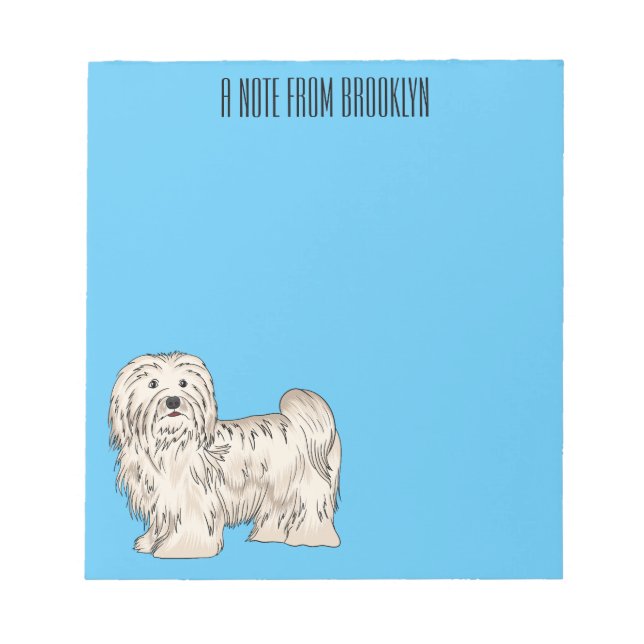 Bloco De Notas Ilustração de desenho animado de cão Havanês (Frente)