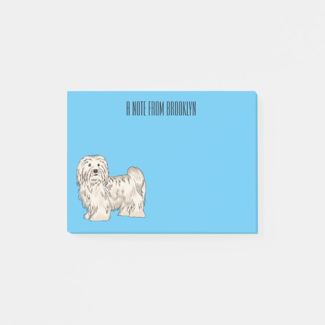 Bloco De Notas ilustração de desenho animado de cão Havanese (Frente)