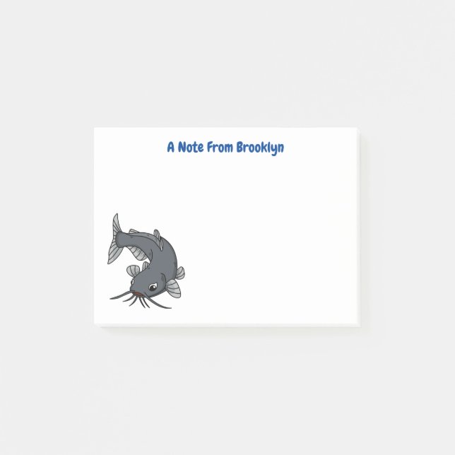 Bloco De Notas Ilustração de desenho animado de catfish (Frente)