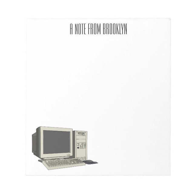 Bloco De Notas Ilustração de desenho animado de computador (Frente)