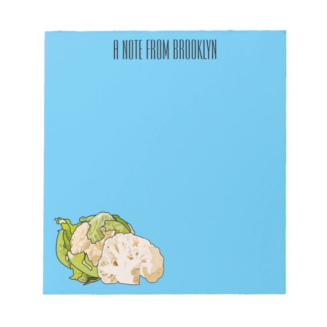 Bloco De Notas Ilustração de desenho animado de couve-flor (Frente)