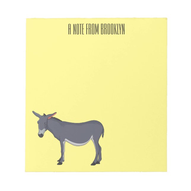 Bloco De Notas Ilustração de desenho animado de Donkey (Frente)