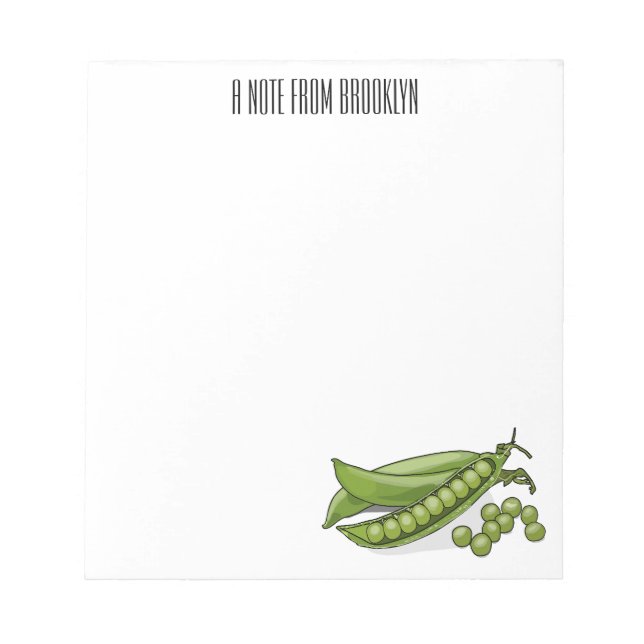 Bloco De Notas Ilustração de desenho animado de ervilha (Frente)