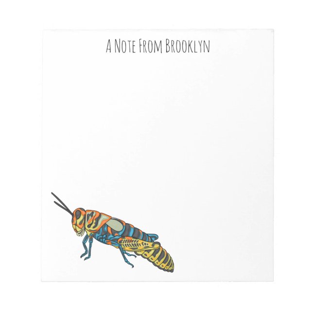 Bloco De Notas Ilustração de desenho animado de gafanhoto de vara (Frente)