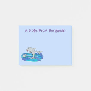 Bloco De Notas Ilustração de desenho animado de golfinhos alegres