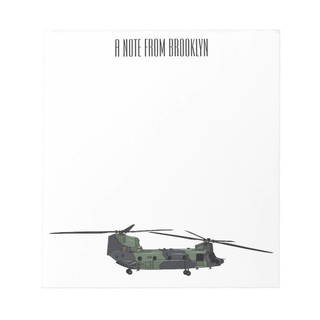 Bloco De Notas Ilustração de desenho animado de helicóptero do ex (Frente)